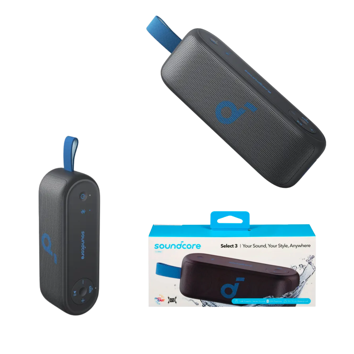 Parlante Portátil Soundcore Select 3 de 16W con Sonido 360°