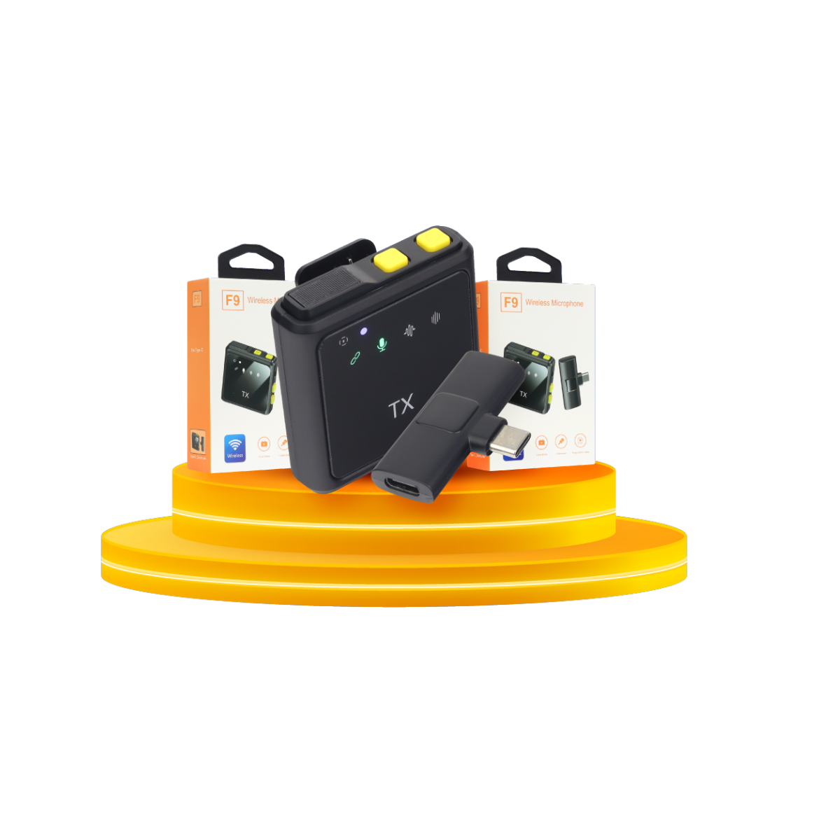 Micrófono de Solapa Inalámbrico 30702 F9 con Receptor USB-C y Transmisor Compacto