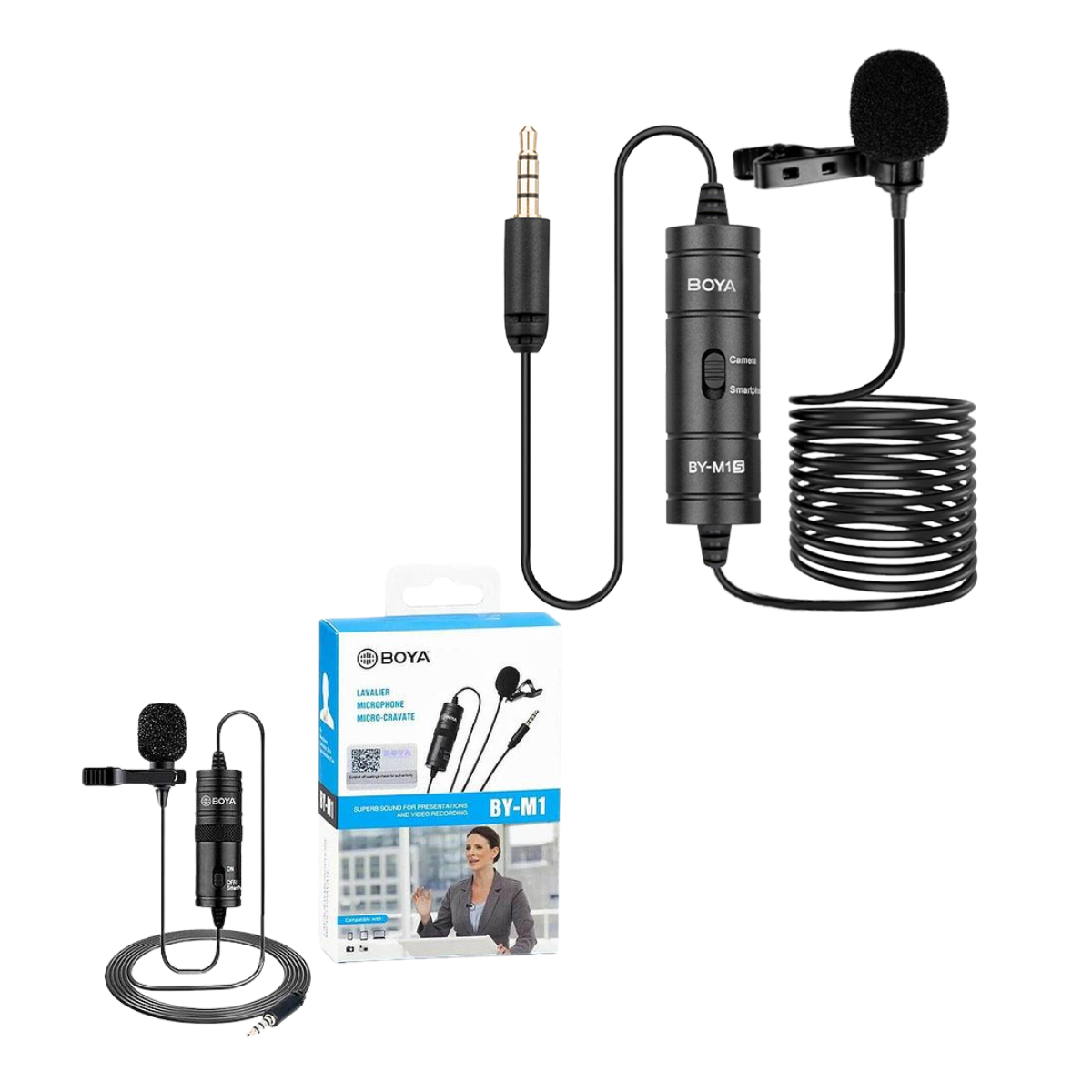 Micrófono de Solapa BOYA BY-M1 Omnidireccional con Conexión 3.5mm para Cámaras y Smartphones