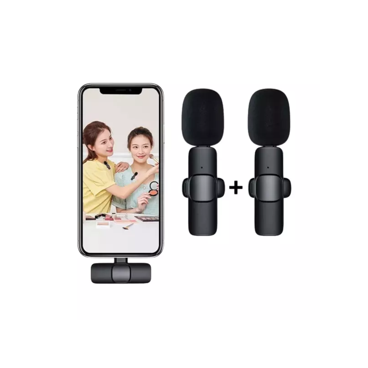 Micrófono de Solapa Inalámbrico Dual K9 con Receptor USB-C para Smartphones y Tablets