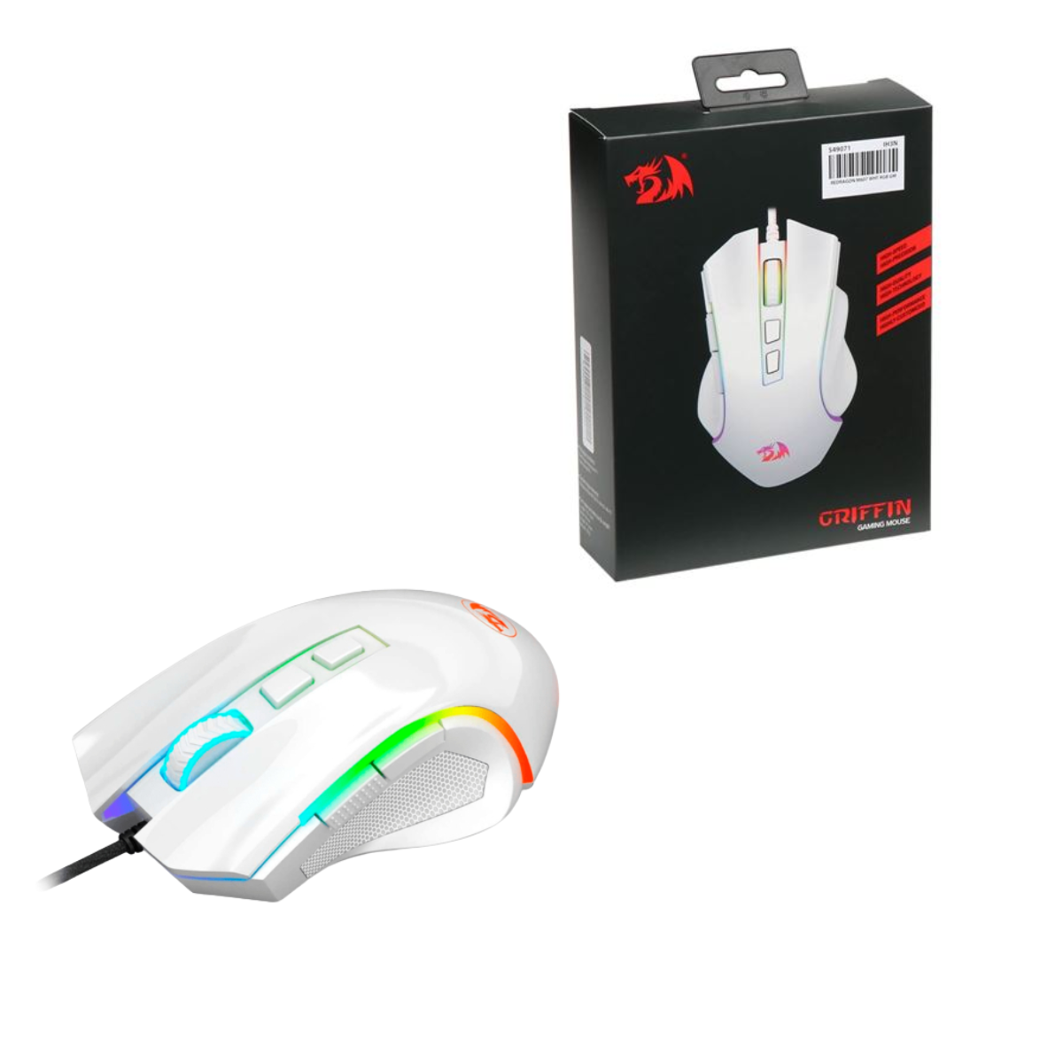 Mouse Gamer Redragon Griffin M607W USB con Iluminación RGB y Sensor de 7.200 DPI Ajustables