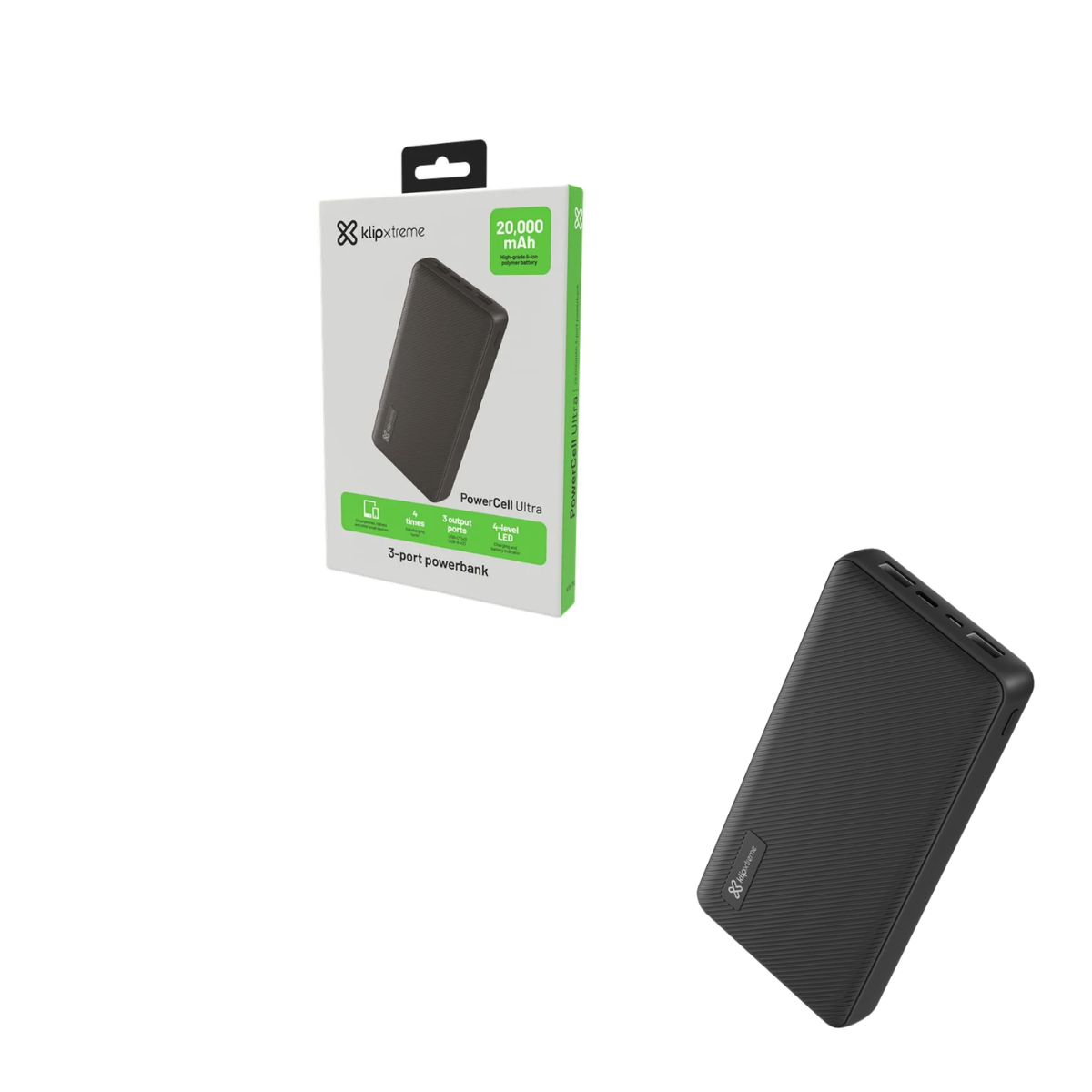 Power Bank Klip Xtreme KPB-750 20000mAh con Carga Rápida USB-C y Dual USB-A