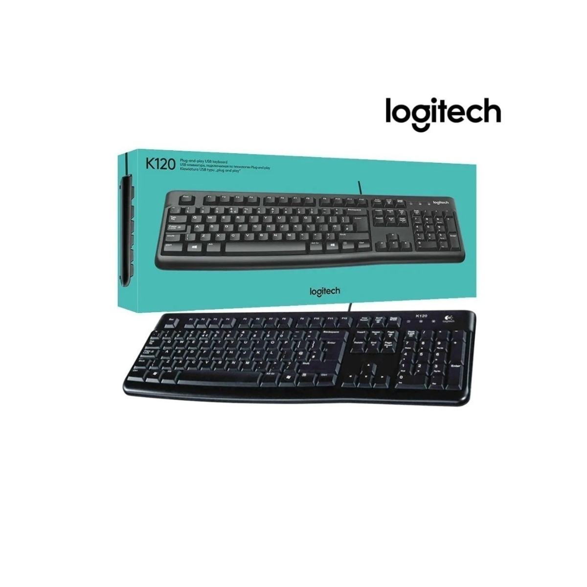 Teclado USB Logitech K120 Resistente a Salpicaduras