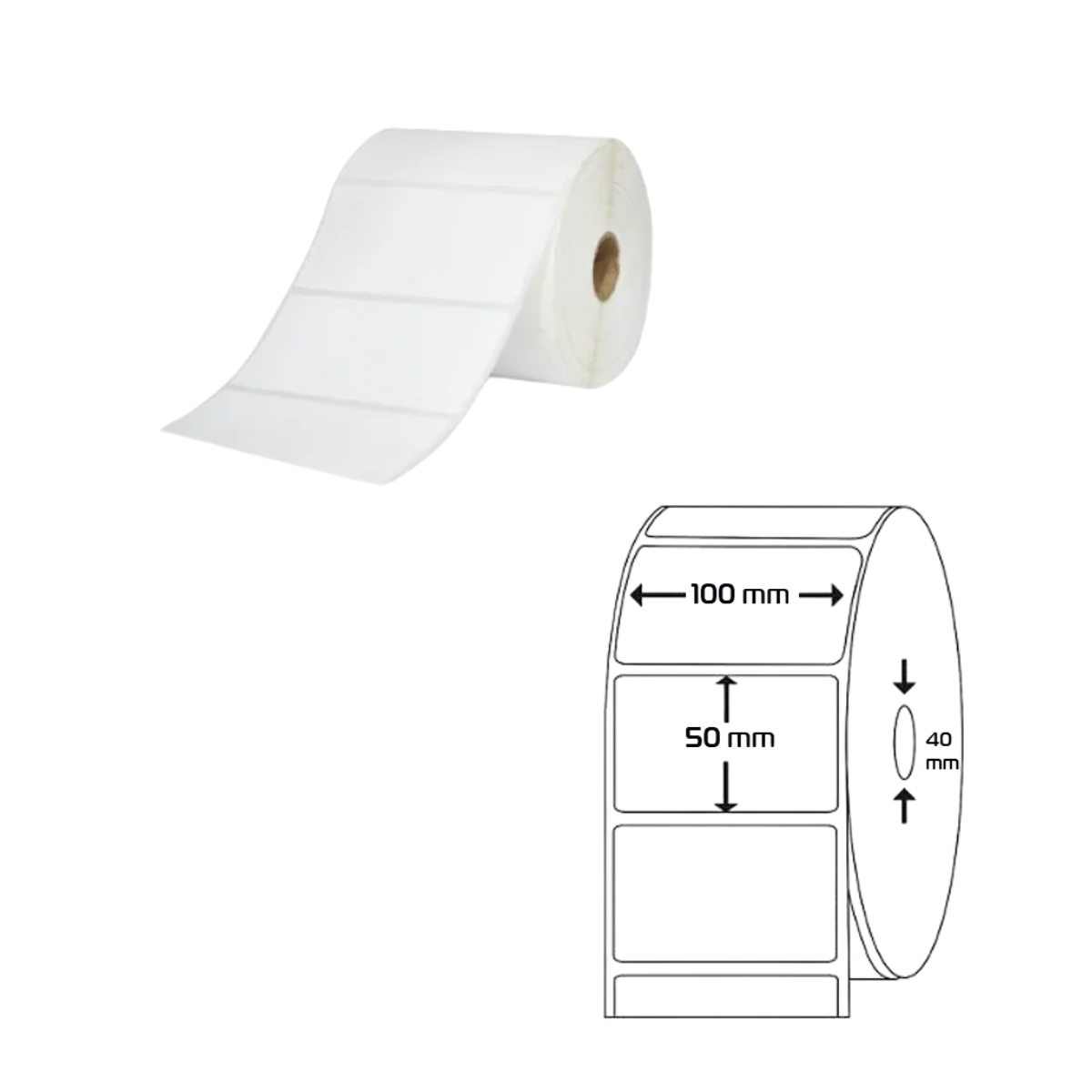 Rollo de Etiquetas Adhesivas de Polipropileno 100x50 mm – 1000 Unidades