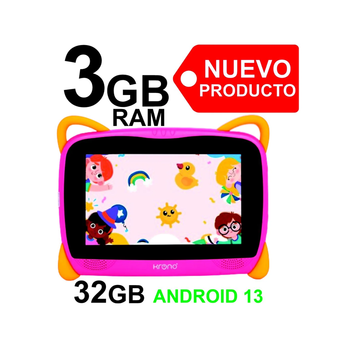 Tablet Krono Kids Play Android 13 Para Niños - Pantalla 7